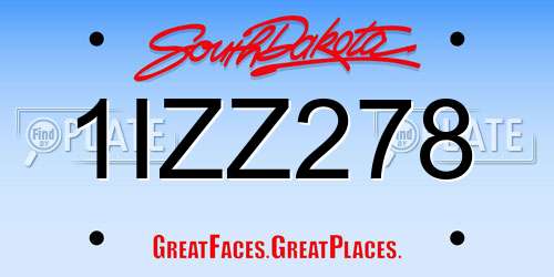 1IZZ278 South Dakota License Plate