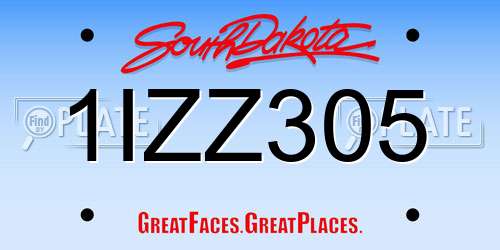 1IZZ305 South Dakota License Plate