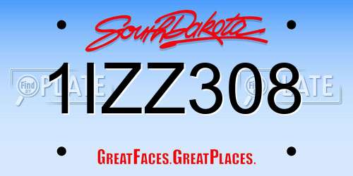 1IZZ308 South Dakota License Plate