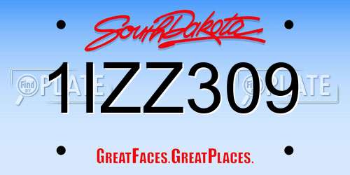 1IZZ309 South Dakota License Plate
