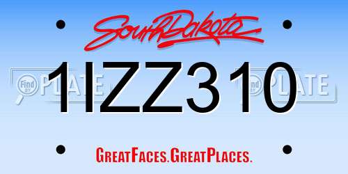1IZZ310 South Dakota License Plate