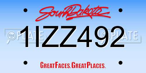 1IZZ492 South Dakota License Plate