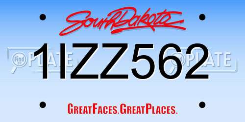 1IZZ562 South Dakota License Plate
