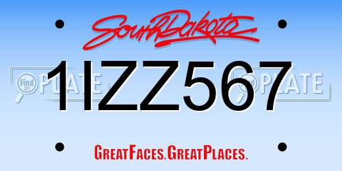 1IZZ567 South Dakota License Plate