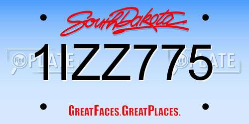 1IZZ775 South Dakota License Plate