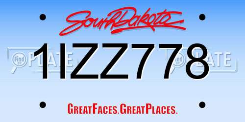 1IZZ778 South Dakota License Plate