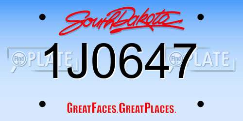 1J0647 South Dakota License Plate