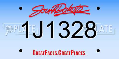 1J1328 South Dakota License Plate