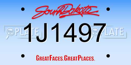 1J1497 South Dakota License Plate