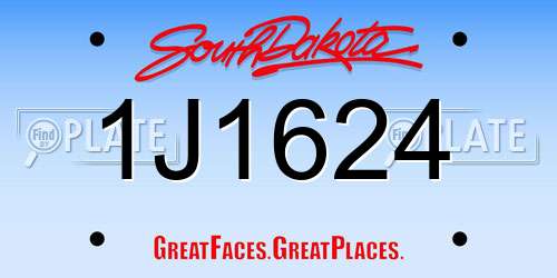 1J1624 South Dakota License Plate
