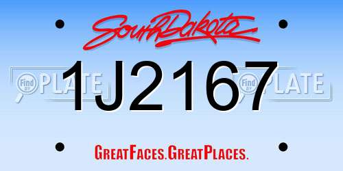 1J2167 South Dakota License Plate