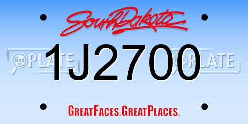 1J2700 South Dakota License Plate