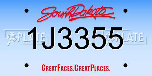 1J3355 South Dakota License Plate