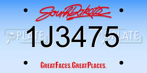1J3475 South Dakota License Plate