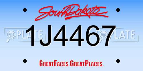 1J4467 South Dakota License Plate