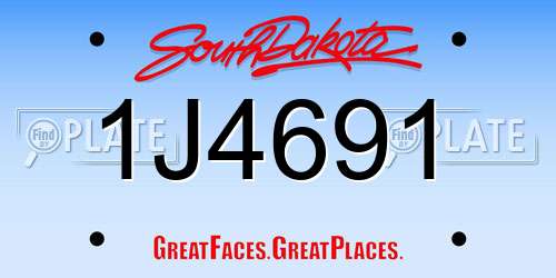 1J4691 South Dakota License Plate
