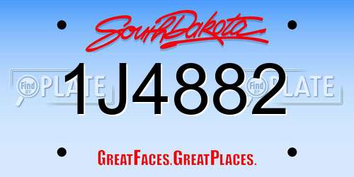 1J4882 South Dakota License Plate