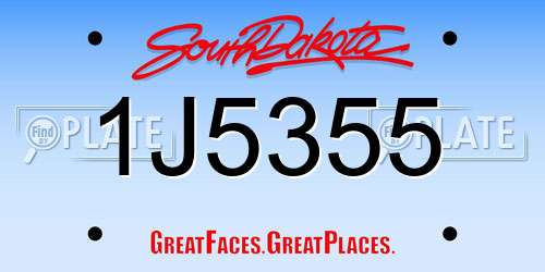 1J5355 South Dakota License Plate