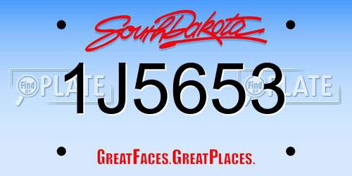 1J5653 South Dakota License Plate