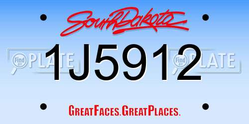 1J5912 South Dakota License Plate