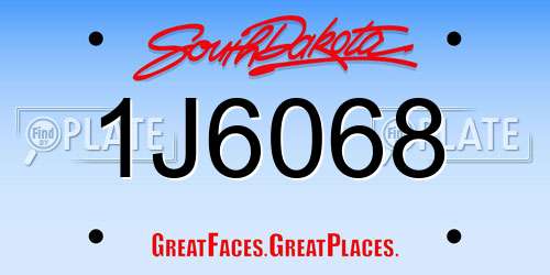 1J6068 South Dakota License Plate