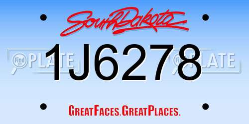 1J6278 South Dakota License Plate