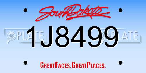 1J8499 South Dakota License Plate