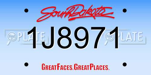 1J8971 South Dakota License Plate
