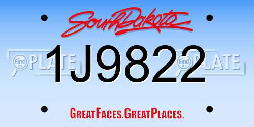 1J9822 South Dakota License Plate