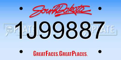 1J99887 South Dakota License Plate