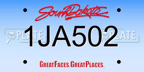 1JA502 South Dakota License Plate