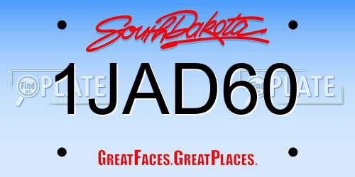 1JAD60 South Dakota License Plate
