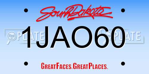 1JAO60 South Dakota License Plate