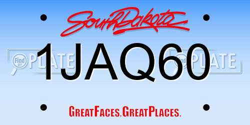 1JAQ60 South Dakota License Plate