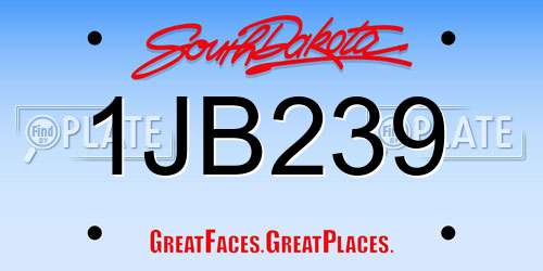 1JB239 South Dakota License Plate