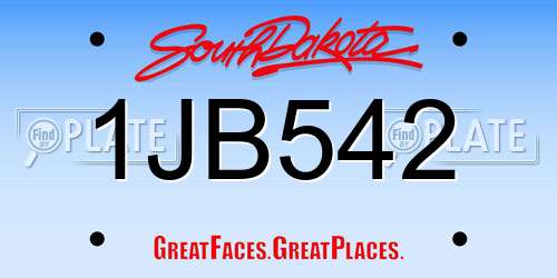 1JB542 South Dakota License Plate