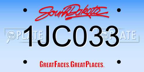 1JC033 South Dakota License Plate