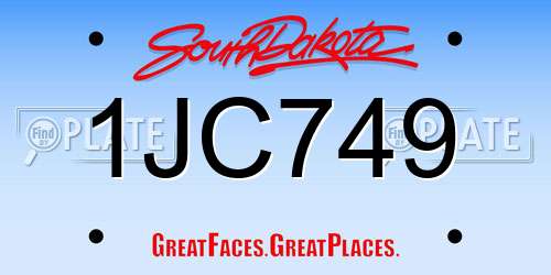 1JC749 South Dakota License Plate