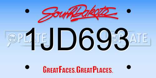 1JD693 South Dakota License Plate