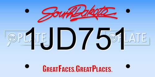 1JD751 South Dakota License Plate