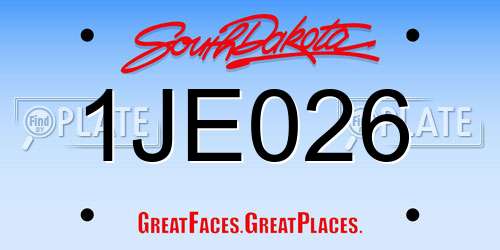 1JE026 South Dakota License Plate