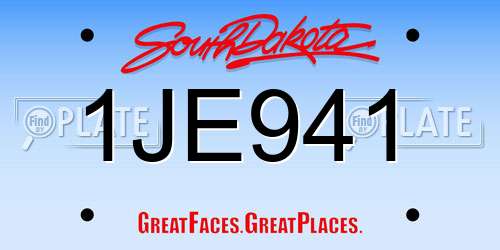 1JE941 South Dakota License Plate