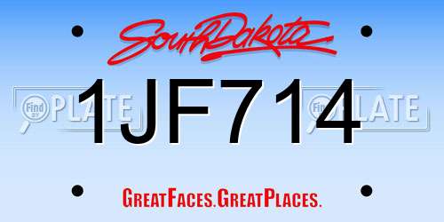 1JF714 South Dakota License Plate