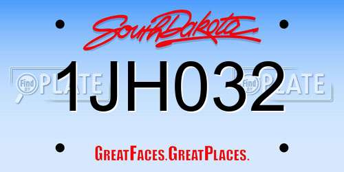 1JH032 South Dakota License Plate