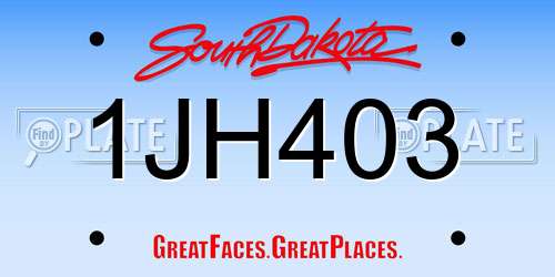 1JH403 South Dakota License Plate