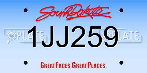 1JJ259 South Dakota License Plate