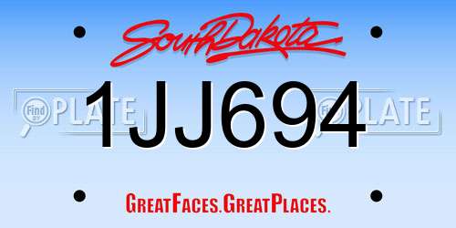 1JJ694 South Dakota License Plate