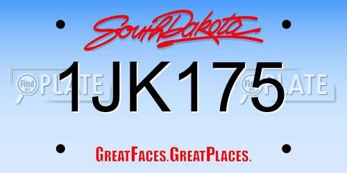 1JK175 South Dakota License Plate
