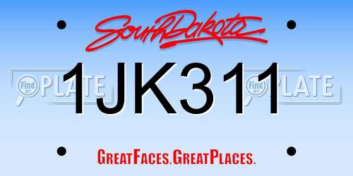 1JK311 South Dakota License Plate