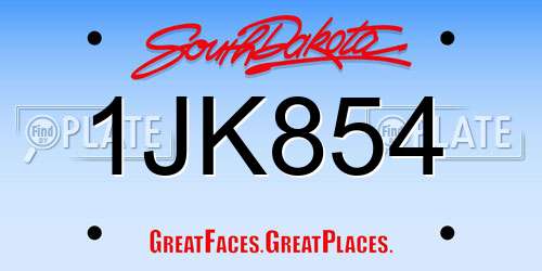 1JK854 South Dakota License Plate